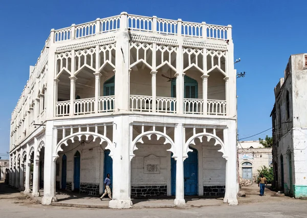 Lokala Röda Havet Stil Arkitektur Gatan Centrala Massawa Gamla Stan — Stockfoto