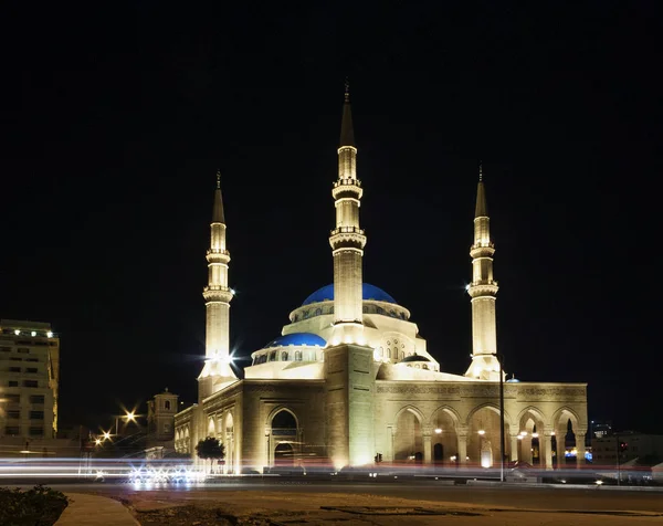 Mohammad Amin Mesquita Marco Centro Cidade Beirute Lebanon Noite — Fotografia de Stock