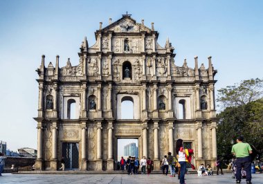 St paul Kilisesi macau Çin ünlü turistik cazibe simgesel yapı kalıntıları