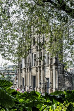St paul Kilisesi macau Çin ünlü turistik cazibe simgesel yapı kalıntıları