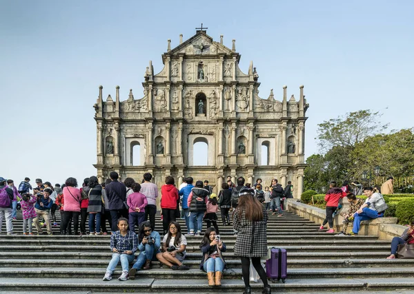 Sint Pauluskerk Ruïnes Beroemde Toeristische Attractie Landmark Macau China — Stockfoto