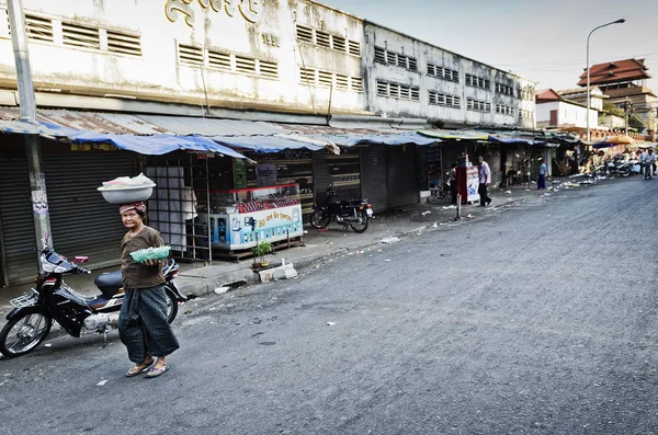 Kandal Tržní Ulice Kambodžských Lidí Centrální Městské Město Kambodže Phnom — Stock fotografie