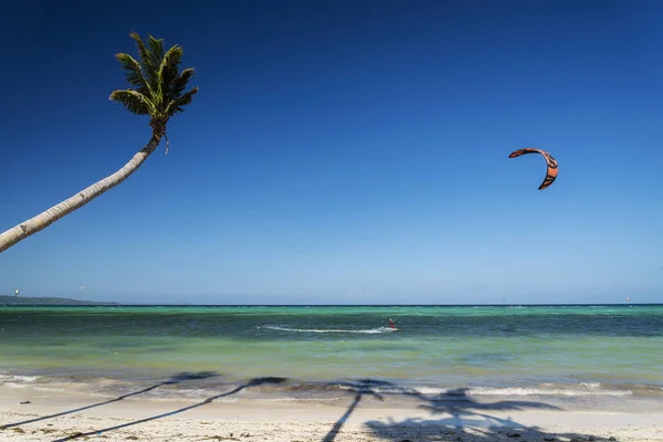 Słynny Bolabog Kite Surfingu Plaży Boracay Egzotyczny Raj Tropikalny Wyspa — Zdjęcie stockowe