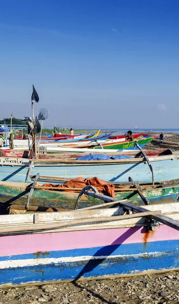 Tradicional Colorido Asiático Barcos Pesca Praia Dili Timor Leste — Fotografia de Stock