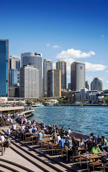 Közép Sydney Cbd Terület Városára Circular Quay Ausztráliában Vízparti Sétánytól — Stock Fotó