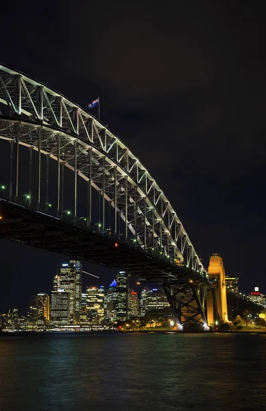 Slavný Sydney Přístavní Most Cbd Panorama Památky Austrálii Noci — Stock fotografie