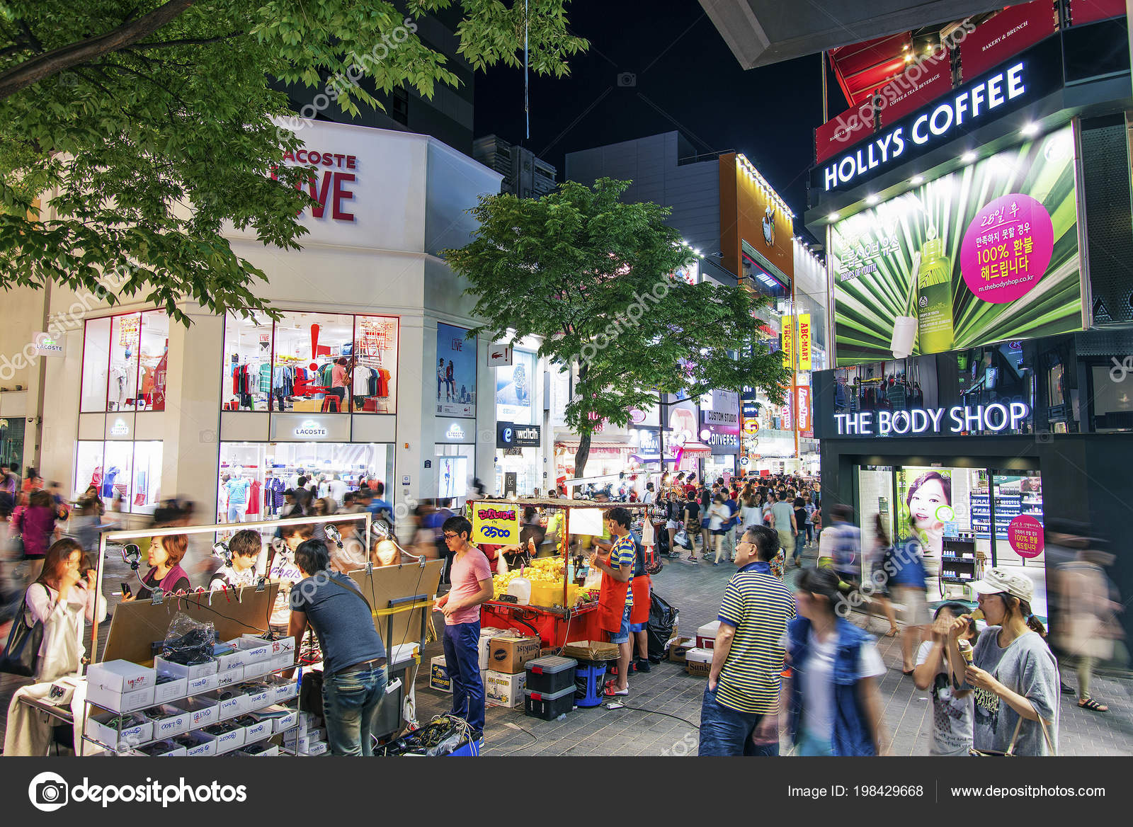 Myeongdong Shopping Street Seoul South Korea Night – Stock Editorial ...