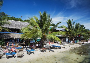 kirli kirli beach koh rong Adası Kamboçya denizde yüzen çöp çöp ile