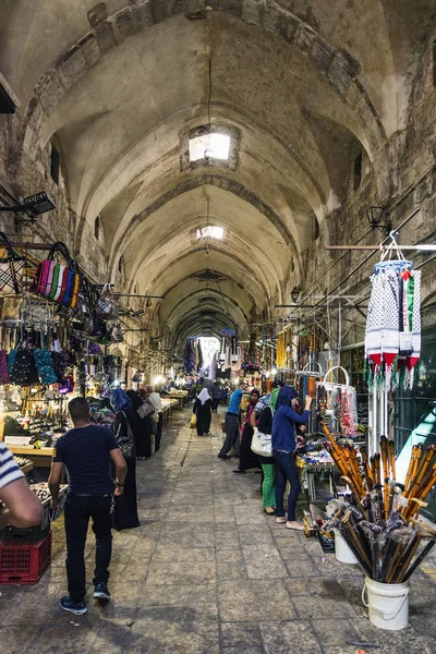 Palestinian Souk Bazaar Market Street Shops Stalls Jerusalem Old Town — Stock Photo, Image