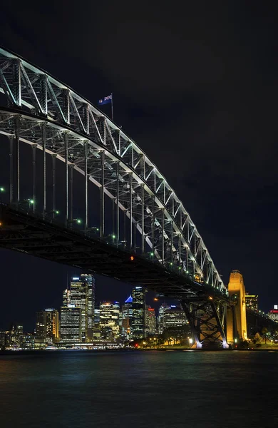 Slavný Sydney Přístavní Most Cbd Panorama Památky Austrálii Noci — Stock fotografie