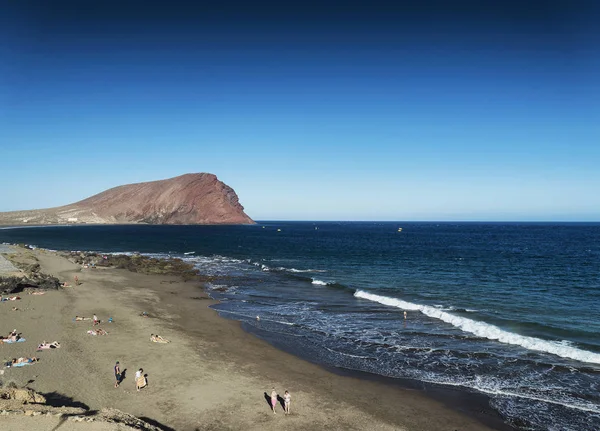 Las Tejitas Sopečná Pláž Montana Roja Mezník Krajina Jižním Tenerife — Stock fotografie
