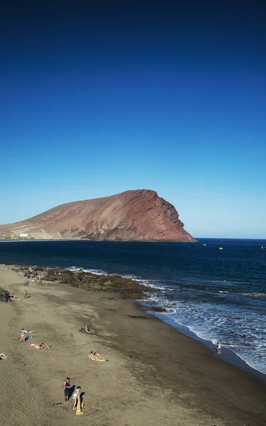 Las Tejitas Sopečná Pláž Montana Roja Mezník Krajina Jižním Tenerife — Stock fotografie