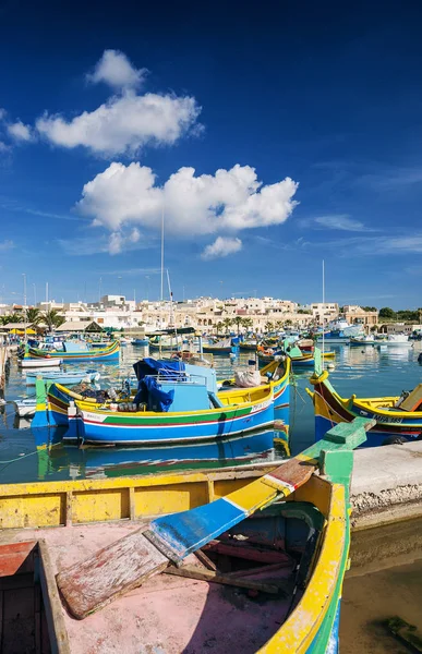 Puerto Marsaxlokk Barcos Tradicionales Pesca Mediterránea Isla Malta — Foto de Stock