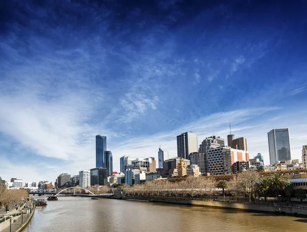 Centro Città Melbourne Lungofiume Skyline Moderno Australia — Foto Stock