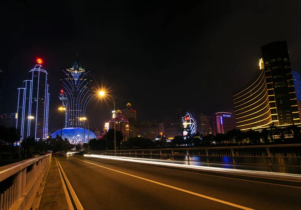 Centrální Moderní Macao Casino Panorama Číně Macao Noci — Stock fotografie