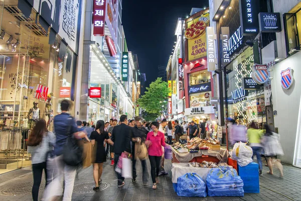 Myeongdong Zakupy Ulicy Seulu Korei Południowej Nocy — Zdjęcie stockowe