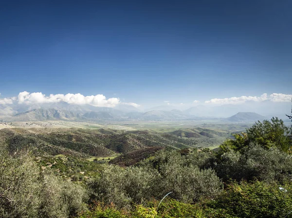 Campagna Dell Albania Meridionale Vista Panoramica Sulla Giornata Sole Vicino — Foto Stock