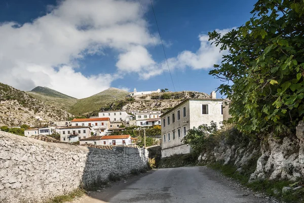 Dhermi Vista Tradicional Aldeia Albaniana Sul Albania — Fotografia de Stock