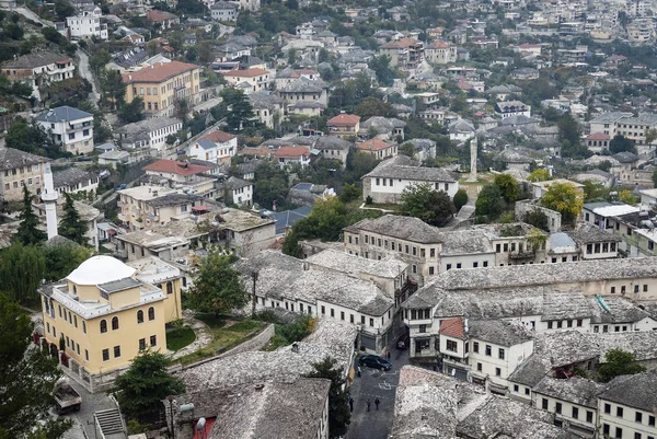 Gjirokaster Ciudad Balkan Otomana Patrimonio Arquitectura Vista Sur Albania —  Fotos de Stock