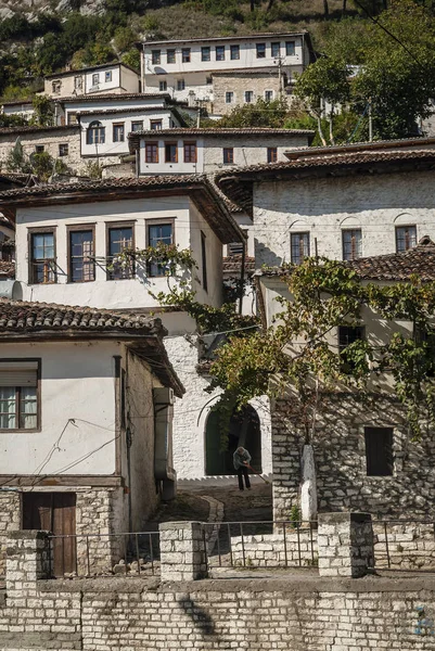 Ottoman Style Architecture Vue Dans Vieille Ville Historique Berat Albania — Photo