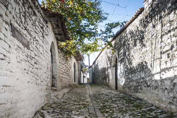 Rua Paralelepípedos Berat Cidade Velha Albania — Fotografia de Stock