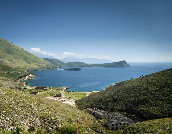 Ionian Mediterranean Sea Coast Landscape Southern Albania North Sarande Road — Stock Photo, Image