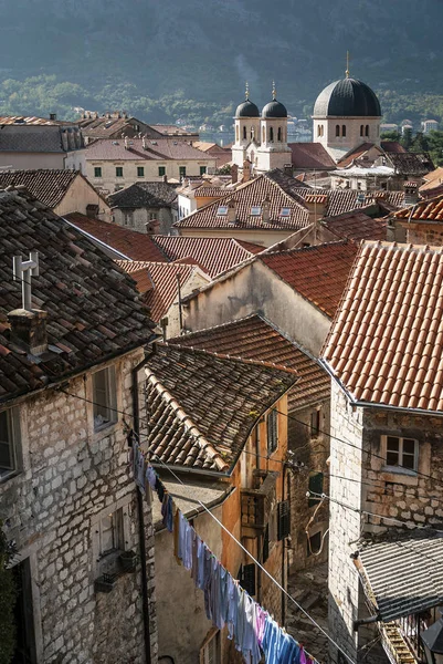 Stare Miasto Tradycyjną Architekturę Domów Widok Miasta Kotor Czarnogórze — Zdjęcie stockowe