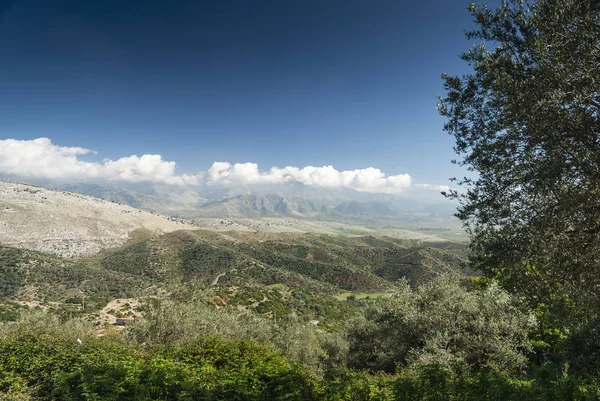 Campagna Dell Albania Meridionale Vista Panoramica Sulla Giornata Sole Vicino — Foto Stock