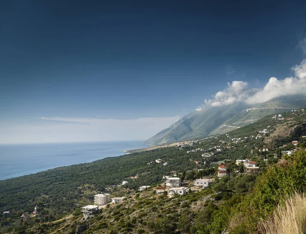 Ionian Mediterranean Sea Coast Landscape Southern Albania North Sarande Road — Stock Photo, Image