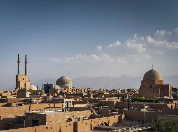 Střechy Centra Mešitu Krajiny Pohled Yazd Město Staré Město Íránu — Stock fotografie