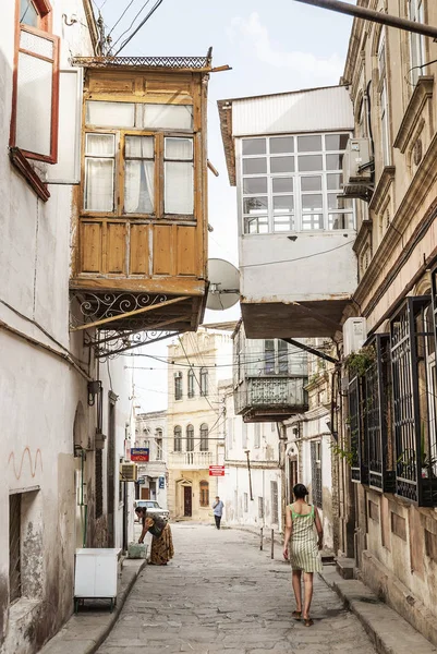 Bakü Şehir Eski Şehir Cadde Görünümü Azerbaycan — Stok fotoğraf