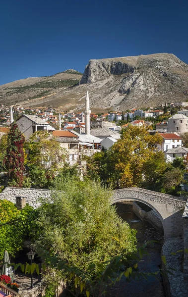 Maisons Ville Historique Vue Sur Mosquée Mostar Bosnia — Photo