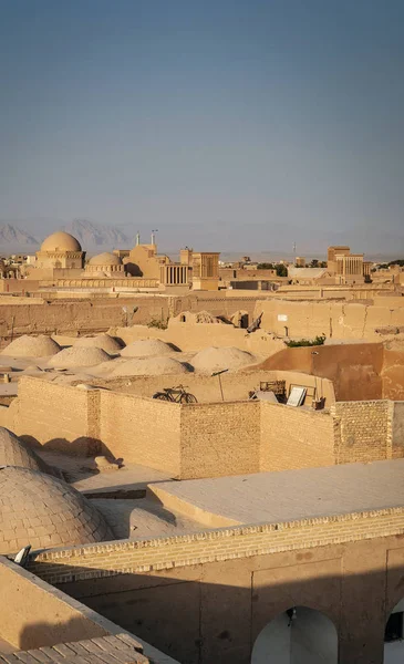 Downtown Hustak Vind Torn Och Liggande Yazd Gamla Stadsdelen Iran — Stockfoto