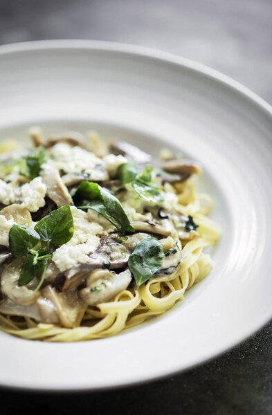gourmet organic italian ricotta mushroom and fresh mixed herbs tagliatelle