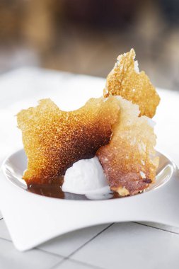 Madagaskar vanilya gurme dondurma tost tatlı sütlü tatlı patates kızartması