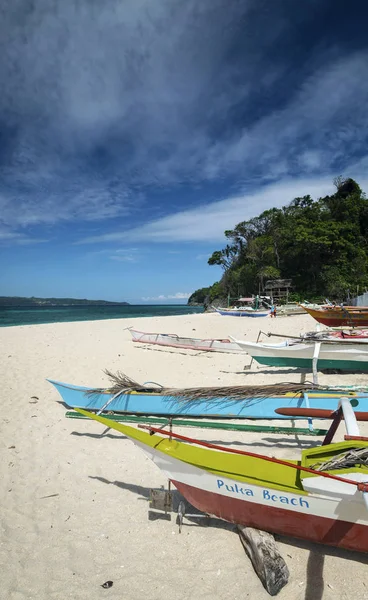 Tropik Cennet Boracay Adası Filipinler Ünlü Puka Plaj Manzarası — Stok fotoğraf