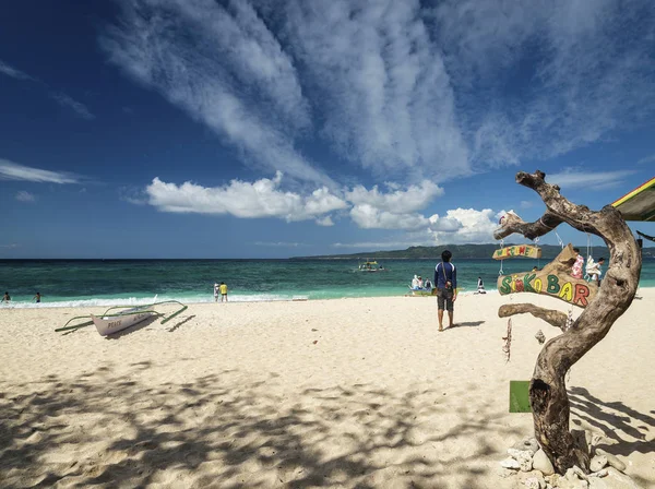 Famoso Puka Vista Playa Paraíso Tropical Boracay Isla Filipinas — Foto de Stock