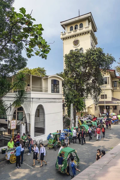 Triciclo Pedicabs Transporte Local Centro Rua Intramuros Manila Cidade Filipinas — Fotografia de Stock