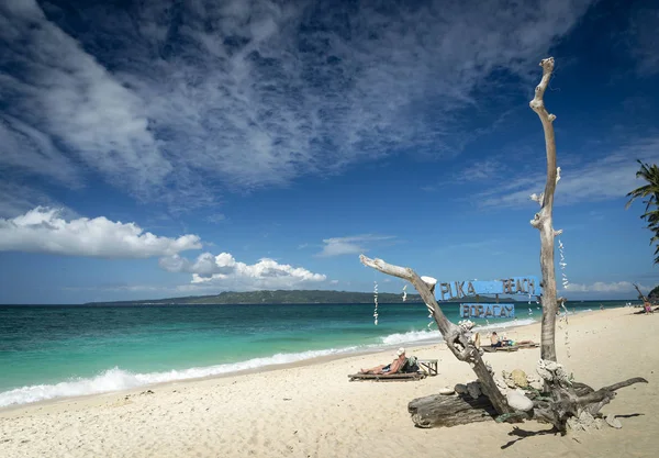 Famosa Vista Praia Puka Paraíso Tropical Ilha Boracay Filipinas — Fotografia de Stock