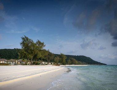 tropikal cennet Koh Rong ada Kamboçya uzun plaj