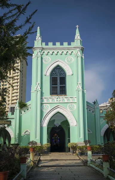 Iglesia de estilo colonial portuguesa de San Miguel en la ciudad de macao china —  Fotos de Stock