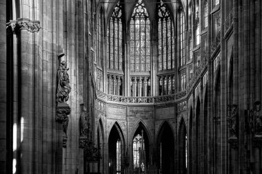 St. Vitus Katedrali Prag, Çek Cumhuriyeti için iç. Siyah ve beyaz