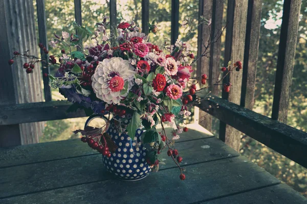 Beautiful rural bouquet of the flowers in the morning light