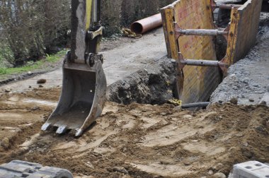 hendek kazma Ekskavatör sitesi yapı inşaat
