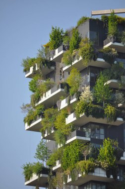 Milan, İtalya - Nisan 2018 yaklaşık: Bosco (dikey orman anlamına gelir Verticale adlı gökdelen)