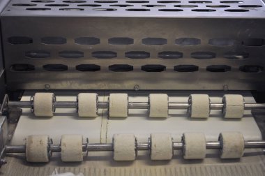 Torino, İtalya - Mayıs 2018 yaklaşık: fırında ekmek, breadsticks, tanımlama bilgileri, pizza ve hamur işleri üretimi için kullanılmış makineler