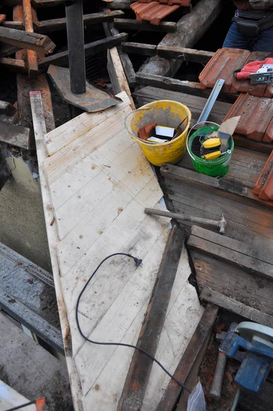 Telhados em canteiro de obras — Fotografia de Stock