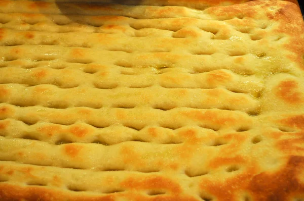 Focaccia pan plano alimentos horneados —  Fotos de Stock