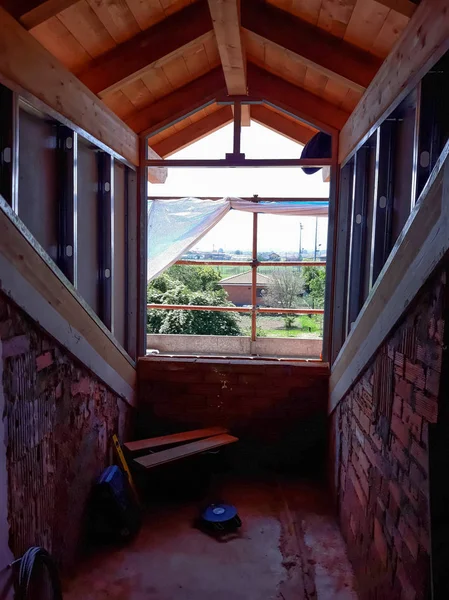 建筑工地的木制屋顶 — 图库照片