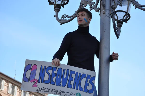 Marcha ecologista viernes por el futuro en Turín —  Fotos de Stock